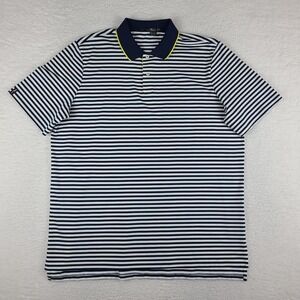 RLX Ralph Lauren Polo Shirt Mens XL White Navy‎ Blue Striped Performance Golf